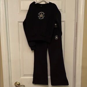 Converse All Star Black Sweatshirt and Flare Pants Kids 8-10 year Size Small NWT